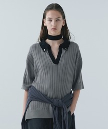 CULLNI | Wide Rib Skipper Collar Short Sleeve Knit(ニット/セーター)