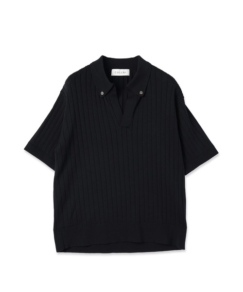 Wide Rib Skipper Collar Short Sleeve Knit（ニット/セーター
