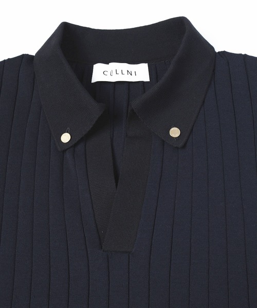 Wide Rib Skipper Collar Short Sleeve Knit（ニット/セーター