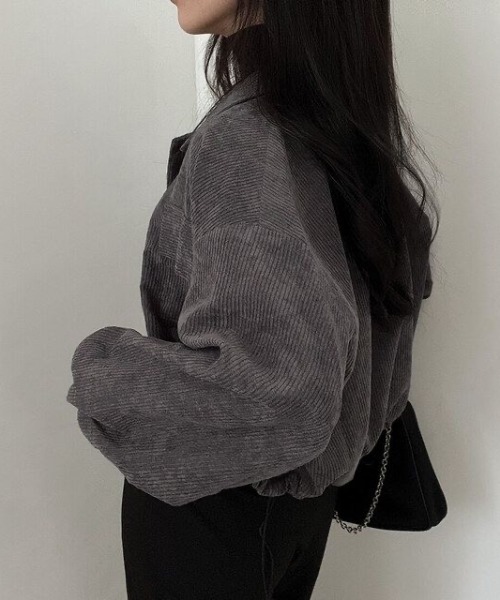 Beststore（ベストストア）の「ジャケットシャツ　コーデュロイシャツブルゾン（ブルゾン・レディース・ピンク/ブラック/ブルー/ダークグレー/アイボリー・FREE）」の15枚目の写真