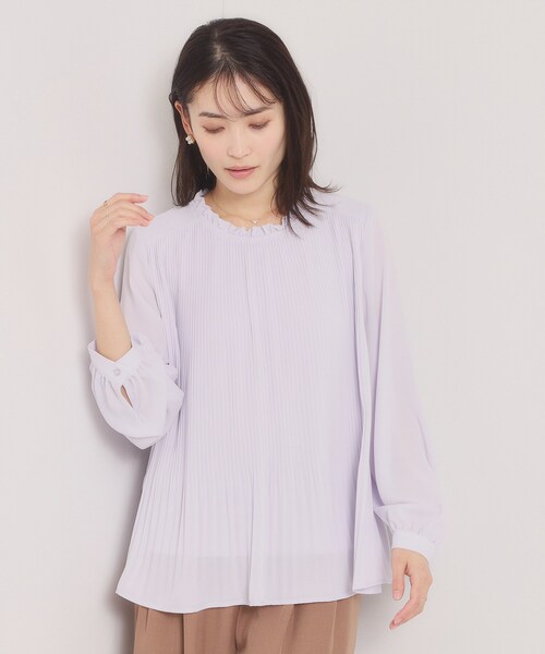 ITS'DEMO（イッツデモ）の「【入卒／手洗い可】プリーツブラウス（シャツ/ブラウス・レディース・オフホワイト/パープル/ブラック・00）」の13枚目の写真