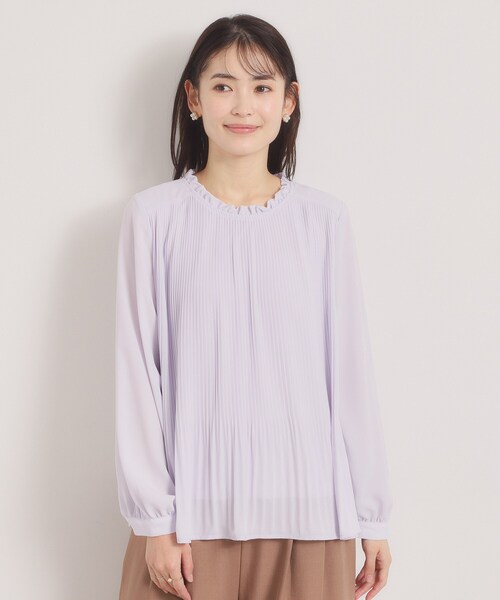 ITS'DEMO（イッツデモ）の「【入卒／手洗い可】プリーツブラウス（シャツ/ブラウス・レディース・オフホワイト/パープル/ブラック・00）」の17枚目の写真