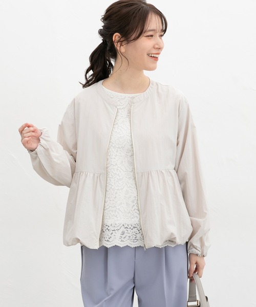 Honeys(ハニーズ)の「【非フッ素撥水加工】裾バルーンブルゾン(ブルゾン・レディース・ベージュ/ブラック/スモーキーグリーン系/アイボリー・LL/L/S/M)」の2枚目の写真