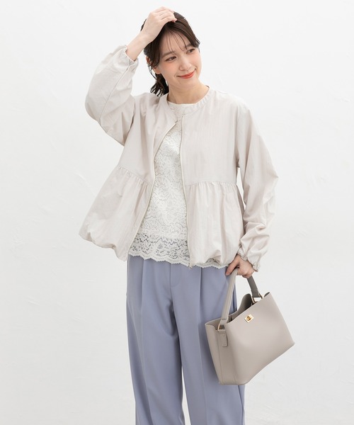 Honeys(ハニーズ)の「【非フッ素撥水加工】裾バルーンブルゾン(ブルゾン・レディース・ベージュ/ブラック/スモーキーグリーン系/アイボリー・LL/L/S/M)」の7枚目の写真