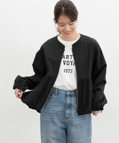 Honeys(ハニーズ)の「【非フッ素撥水加工】裾バルーンブルゾン(ブルゾン・レディース・ベージュ/ブラック/スモーキーグリーン系/アイボリー・LL/L/S/M)」の11枚目の写真