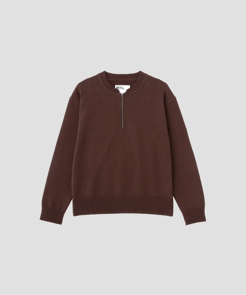 MHL.(エムエイチエル)の「DENSE ECO PLATED COTTON(ニット/セーター・メンズ・ダークブラウン/ネイビー・MEDIUM/LARGE)」の4枚目の写真