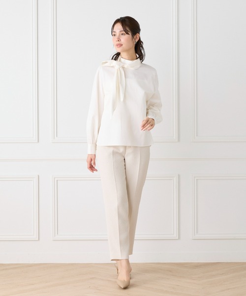 LE SOUK（ルスーク）の「ハイネックボウタイ付きブラウス（シャツ/ブラウス・レディース・ネイビー/オフホワイト・9号）」の4枚目の写真