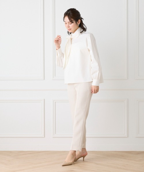 LE SOUK（ルスーク）の「ハイネックボウタイ付きブラウス（シャツ/ブラウス・レディース・ネイビー/オフホワイト・9号）」の5枚目の写真