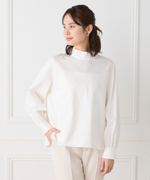 LE SOUK（ルスーク）の「ハイネックボウタイ付きブラウス（シャツ/ブラウス・レディース・ネイビー/オフホワイト・9号）」の9枚目の写真