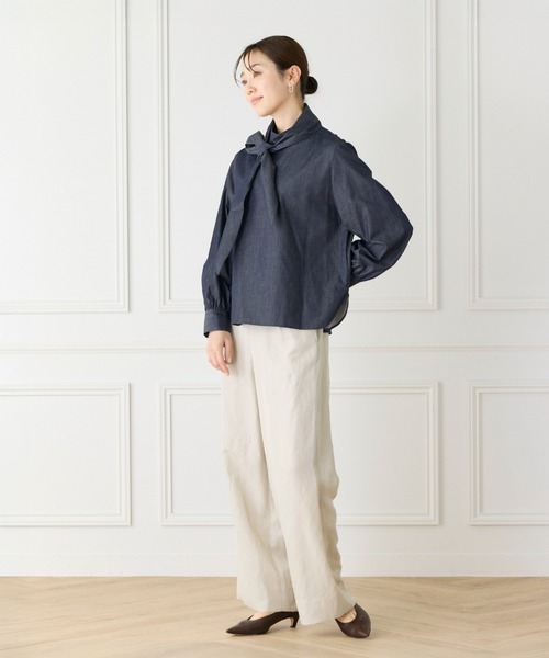 LE SOUK（ルスーク）の「ハイネックボウタイ付きブラウス（シャツ/ブラウス・レディース・ネイビー/オフホワイト・9号）」の20枚目の写真