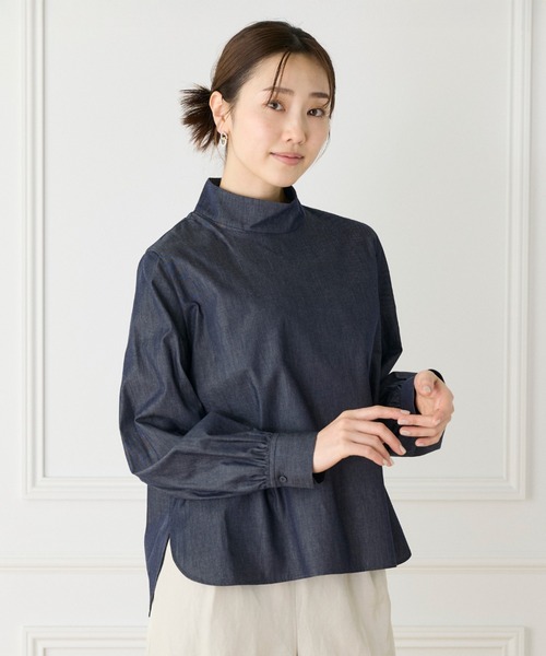LE SOUK（ルスーク）の「ハイネックボウタイ付きブラウス（シャツ/ブラウス・レディース・ネイビー/オフホワイト・9号）」の17枚目の写真