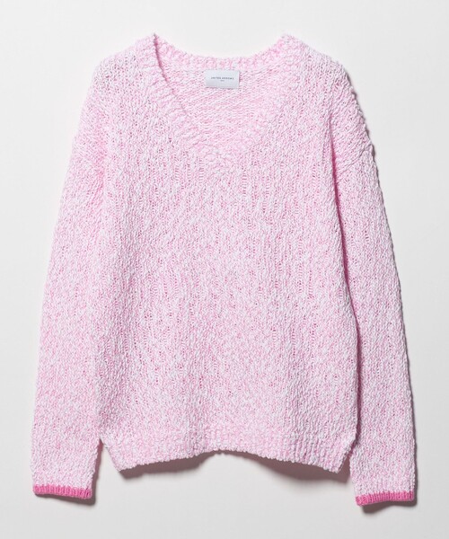 UNITED ARROWS（ユナイテッドアローズ）の「カラーミックス Vネックニット（ニット/セーター・レディース・オフホワイト/ダークブラウン/ライトピンク・FREE）」の18枚目の写真