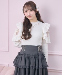 【emaru】bordersの肩フリルニット 肩フリルニット」に該当するニット/セーター（ホワイト/白色系