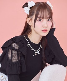 ビージュネックレスつきニット♡ ビジュー ネックレス ニット/セーター」に該当するファッション通販