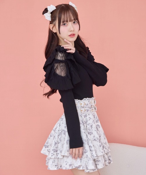 ROJITA(ロジータ)の「ネックレス付肩フリルニット(ニット/セーター・レディース・ブラック/ピンク/ホワイト・FREE)」の12枚目の写真