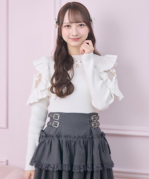 ROJITA(ロジータ)の「ネックレス付肩フリルニット(ニット/セーター・レディース・ブラック/ピンク/ホワイト・FREE)」の22枚目の写真