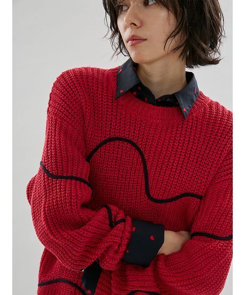 emmi（エミ）の「【HEART】 ハート刺繍ベーシックシャツ（シャツ/ブラウス・レディース・ブルー/ネイビー/ホワイト・F）」の4枚目の写真