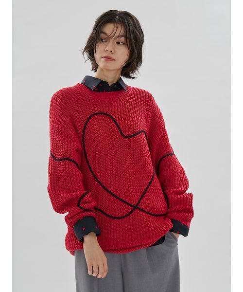 emmi（エミ）の「【HEART】 ハート刺繍ベーシックシャツ（シャツ/ブラウス・レディース・ブルー/ネイビー/ホワイト・F）」の5枚目の写真