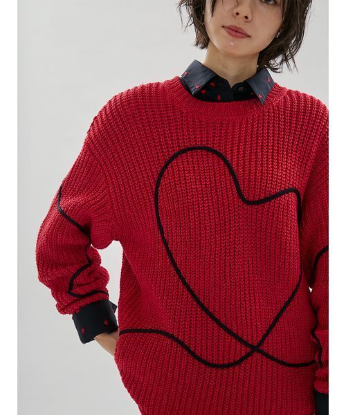 emmi（エミ）の「【HEART】 ハート刺繍ベーシックシャツ（シャツ/ブラウス・レディース・ブルー/ネイビー/ホワイト・F）」の8枚目の写真