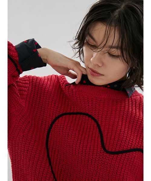 emmi（エミ）の「【HEART】 ハート刺繍ベーシックシャツ（シャツ/ブラウス・レディース・ブルー/ネイビー/ホワイト・F）」の9枚目の写真