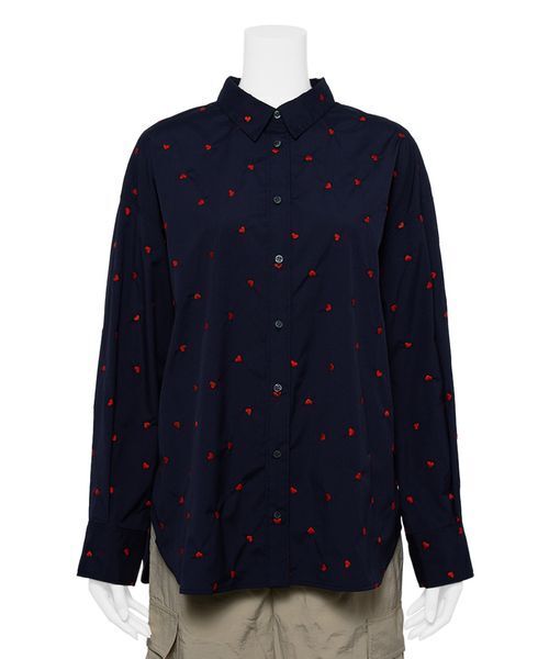 emmi（エミ）の「【HEART】 ハート刺繍ベーシックシャツ（シャツ/ブラウス・レディース・ブルー/ネイビー/ホワイト・F）」の22枚目の写真