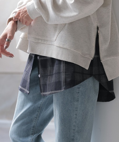 HUG.U（ハグユー）の「締め付けゼロ チェック柄つけ裾（その他トップス・レディース・ネイビー/ブラウン/ブラック・FREE）」の3枚目の写真