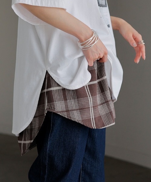 HUG.U（ハグユー）の「締め付けゼロ チェック柄つけ裾（その他トップス・レディース・ネイビー/ブラウン/ブラック・FREE）」の11枚目の写真