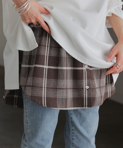 HUG.U（ハグユー）の「締め付けゼロ チェック柄つけ裾（その他トップス・レディース・ネイビー/ブラウン/ブラック・FREE）」の10枚目の写真