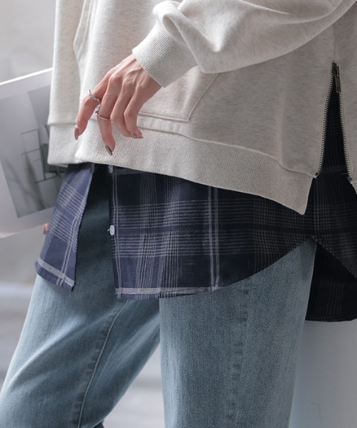 HUG.U（ハグユー）の「締め付けゼロ チェック柄つけ裾（その他トップス・レディース・ネイビー/ブラウン/ブラック・FREE）」の15枚目の写真