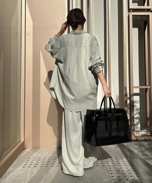 DouDou（ドゥドゥ）の「【セットアップ可能】リヨセルシャツ（シャツ/ブラウス・レディース・ライトグレー/ネイビー/オフホワイト・FREE）」の20枚目の写真