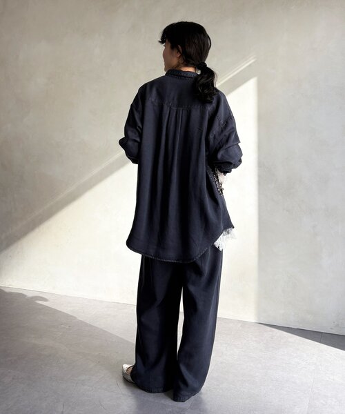 DouDou（ドゥドゥ）の「【セットアップ可能】リヨセルシャツ（シャツ/ブラウス・レディース・ライトグレー/ネイビー/オフホワイト・FREE）」の11枚目の写真