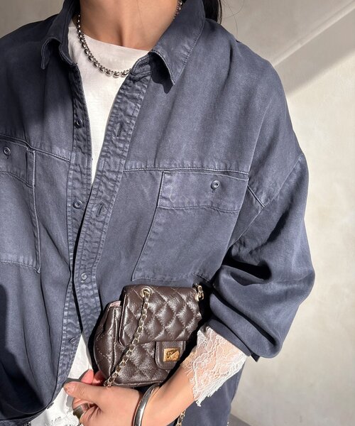 DouDou（ドゥドゥ）の「【セットアップ可能】リヨセルシャツ（シャツ/ブラウス・レディース・ライトグレー/ネイビー/オフホワイト・FREE）」の7枚目の写真