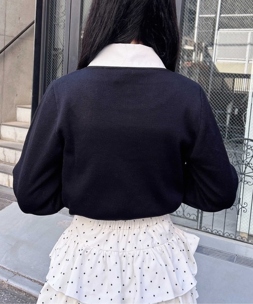 INGNI（イング）の「ボウタイドッキングニット（ニット/セーター・レディース・ネイビー系6/ネイビー系8/ブラック×ホワイト/グレー系8・M）」の9枚目の写真