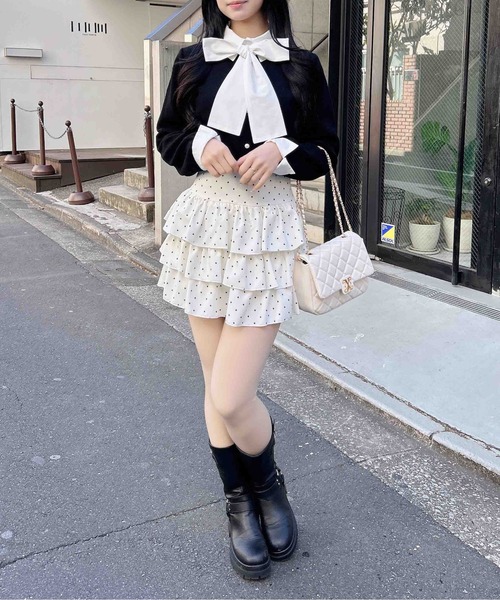 INGNI（イング）の「ボウタイドッキングニット（ニット/セーター・レディース・ネイビー系6/ネイビー系8/ブラック×ホワイト/グレー系8・M）」の10枚目の写真