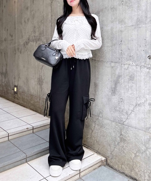 INGNI(イング)の「リボン付カーゴスウェットパンツ(カーゴパンツ・レディース・オートミール/グレー/チャコールグレー/ブラック・FREE)」の10枚目の写真