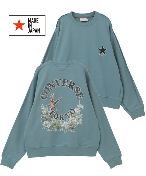 CONVERSE TOKYO(コンバーストウキョウ)の「BACK FLOWER LOGO SWEAT(スウェット・レディース・ブルーグリーン/ブラック/グレー・MEDIUM/SMALL)」の3枚目の写真