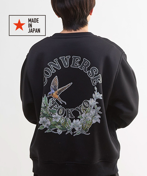 CONVERSE TOKYO(コンバーストウキョウ)の「BACK FLOWER LOGO SWEAT(スウェット・レディース・ブルーグリーン/ブラック/グレー・MEDIUM/SMALL)」の1枚目の写真