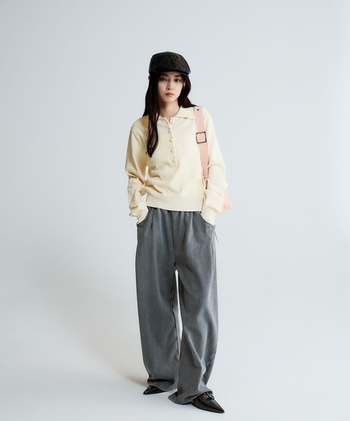 JEANASIS（ジーナシス）の「12Gカバーリングボタンポロニット/658872（ポロシャツ・レディース・アイボリー/ベビーピンク/ホワイト/ネイビー・FREE）」の21枚目の写真