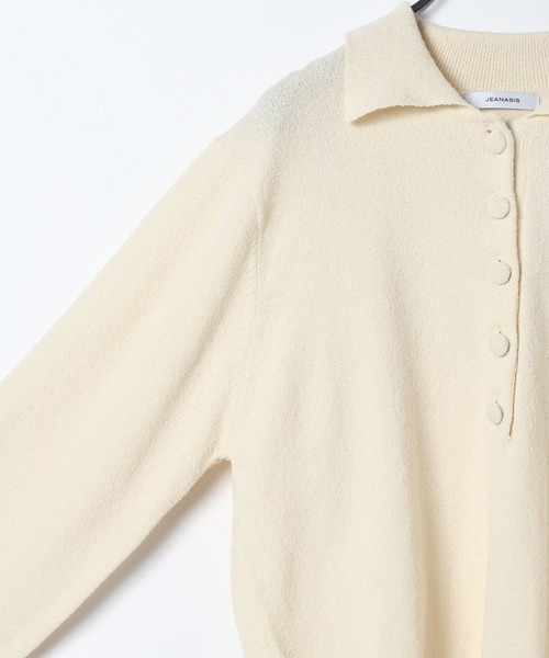 JEANASIS（ジーナシス）の「12Gカバーリングボタンポロニット/658872（ポロシャツ・レディース・アイボリー/ベビーピンク/ホワイト/ネイビー・FREE）」の9枚目の写真