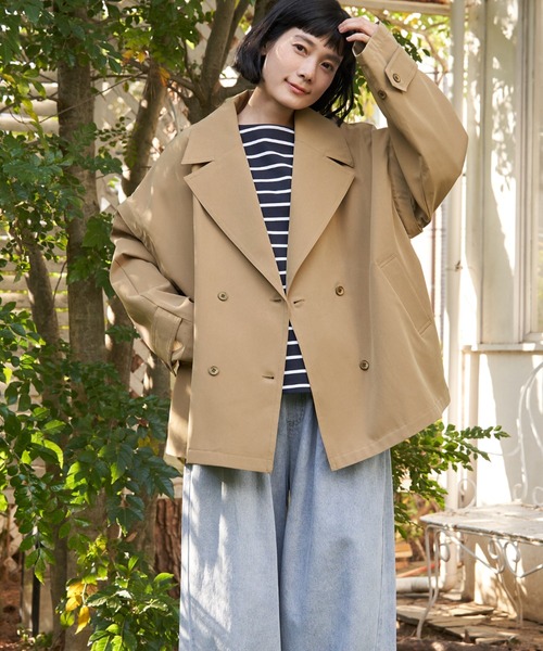 LBC（エルビーシー）の「袖取り外しミドルコート（ピーコート・レディース・ベージュ/チャコール・L/M）」の2枚目の写真