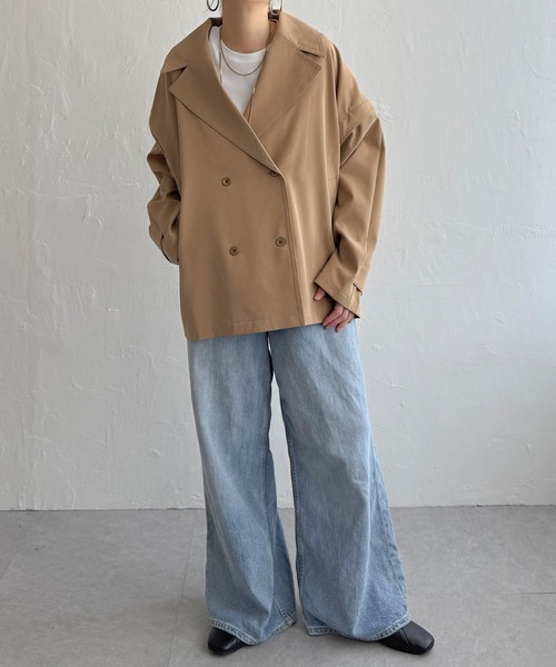LBC(エルビーシー)の「袖取り外しミドルコート(ピーコート・レディース・ベージュ/チャコール・L/M)」の14枚目の写真