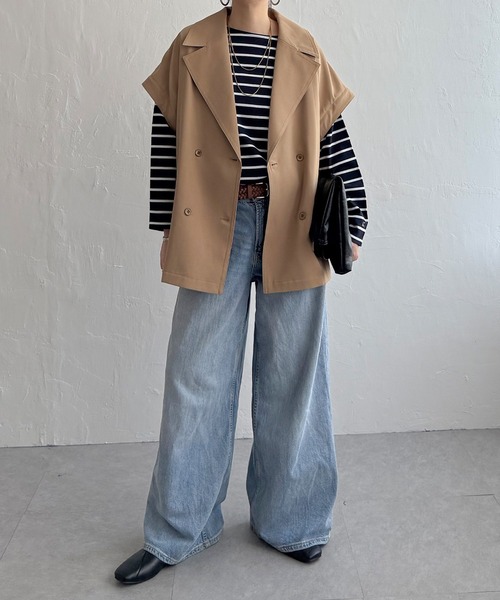 LBC（エルビーシー）の「袖取り外しミドルコート（ピーコート・レディース・ベージュ/チャコール・L/M）」の13枚目の写真