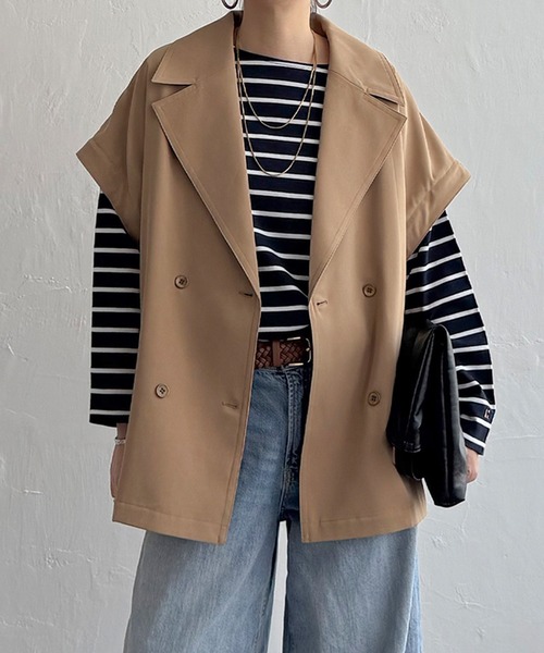 LBC（エルビーシー）の「袖取り外しミドルコート（ピーコート・レディース・ベージュ/チャコール・L/M）」の19枚目の写真