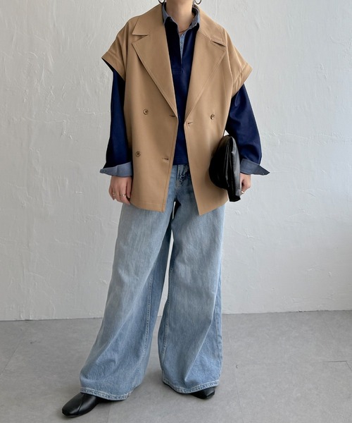 LBC（エルビーシー）の「袖取り外しミドルコート（ピーコート・レディース・ベージュ/チャコール・L/M）」の15枚目の写真