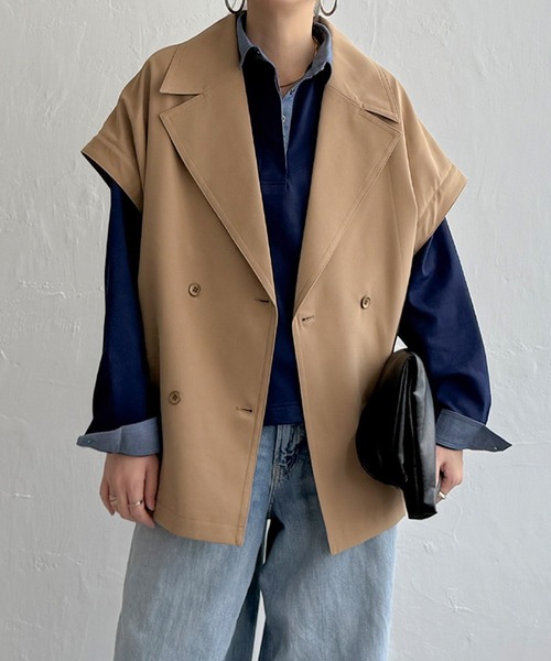 LBC(エルビーシー)の「袖取り外しミドルコート(ピーコート・レディース・ベージュ/チャコール・L/M)」の16枚目の写真