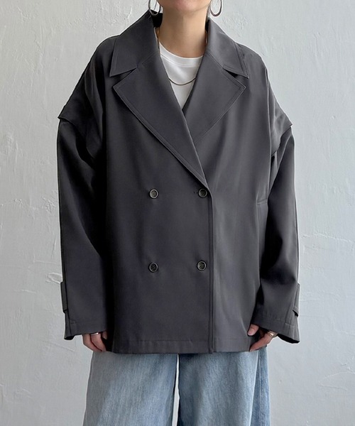 LBC(エルビーシー)の「袖取り外しミドルコート(ピーコート・レディース・ベージュ/チャコール・L/M)」の17枚目の写真