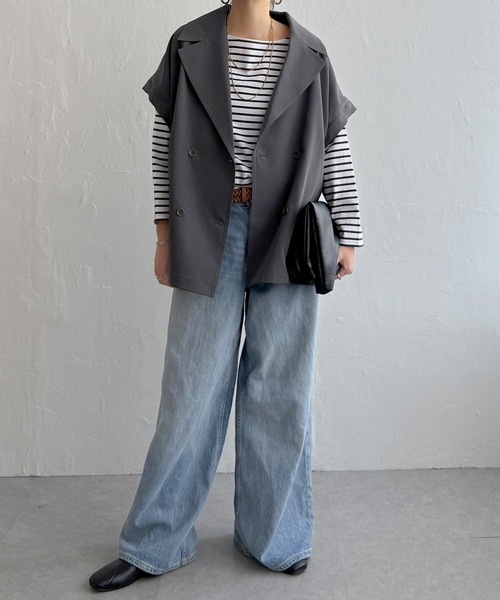 LBC（エルビーシー）の「袖取り外しミドルコート（ピーコート・レディース・ベージュ/チャコール・L/M）」の8枚目の写真