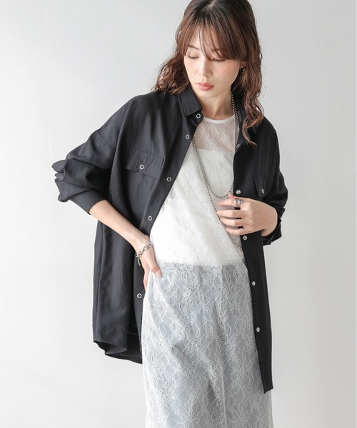 SUGAR BISKET(シュガービスケット)の「スナップボタン オーバーサイズシャツ(シャツ/ブラウス・レディース・ホワイト/カーキ/ブラック・フリー)」の17枚目の写真