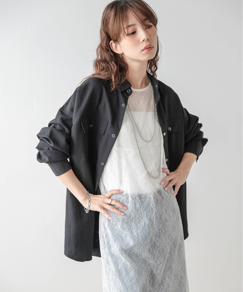 SUGAR BISKET(シュガービスケット)の「スナップボタン オーバーサイズシャツ(シャツ/ブラウス・レディース・ホワイト/カーキ/ブラック・フリー)」の16枚目の写真