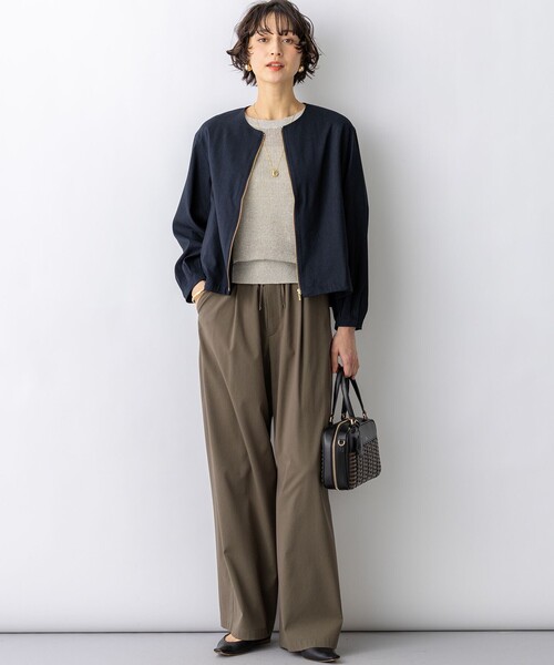 23区 S（ニジュウサンクチイサイサイズ）の「リネンレーヨンストレッチ ノーカラー ブルゾン（その他アウター・レディース・ベージュ系・30/32）」の7枚目の写真